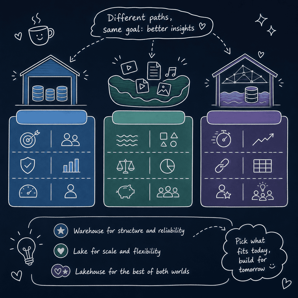 Data Warehouse vs Data Lake vs Data Lakehouse (2026)